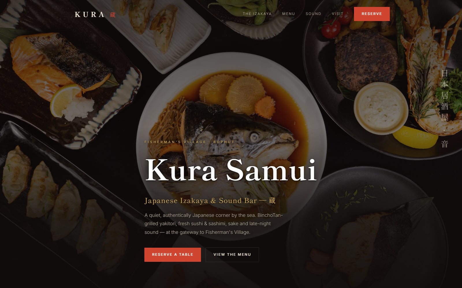 Kura Samui izakaya homepage