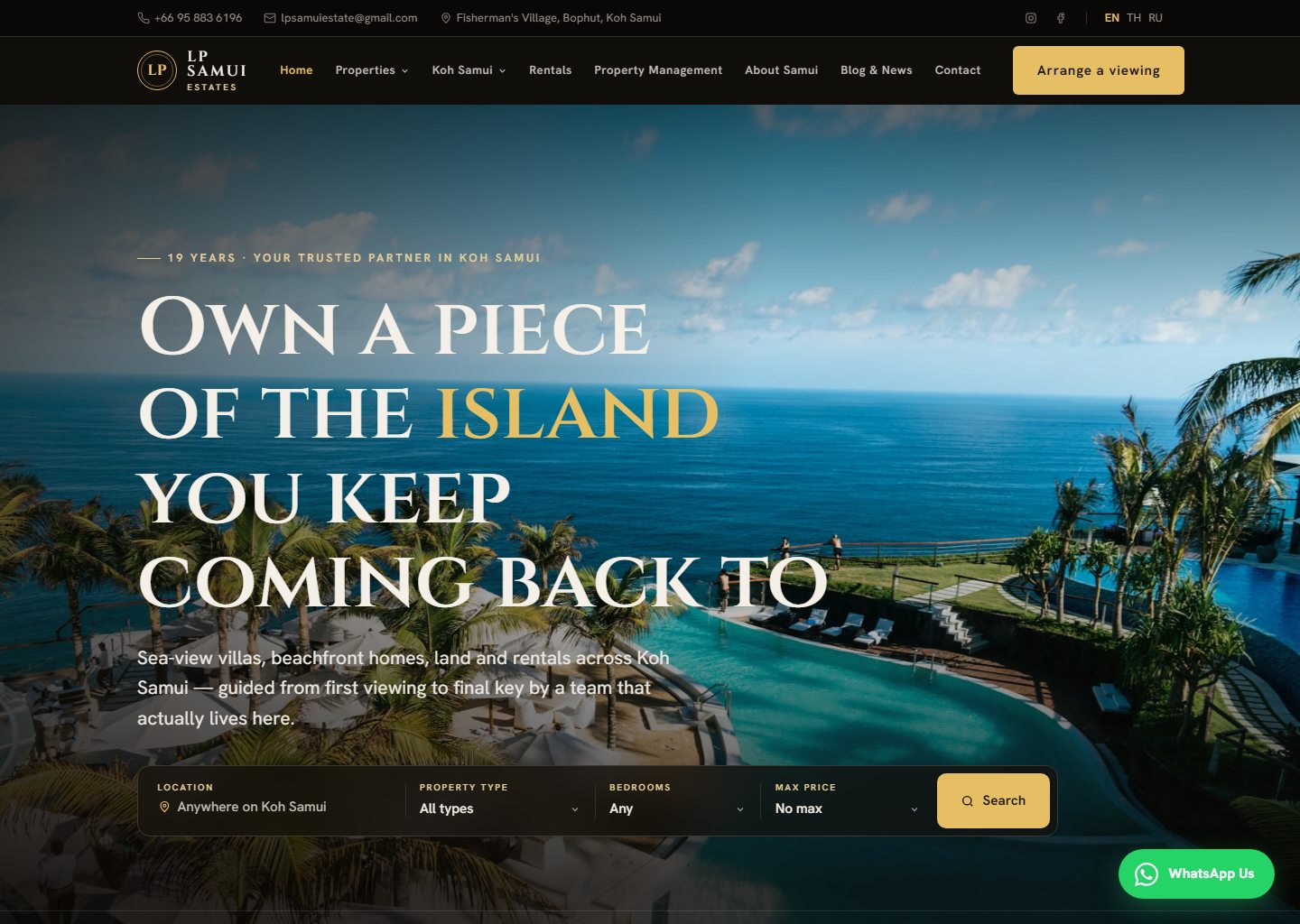 LP Samui Estates website